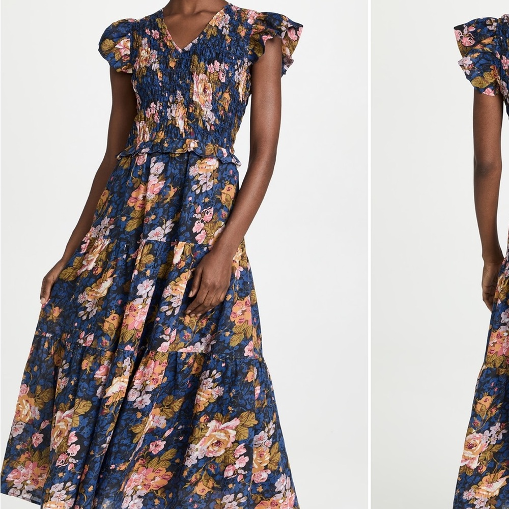 Sea New York Ines Floral Maxi Dress with Puff Sleeves size 4